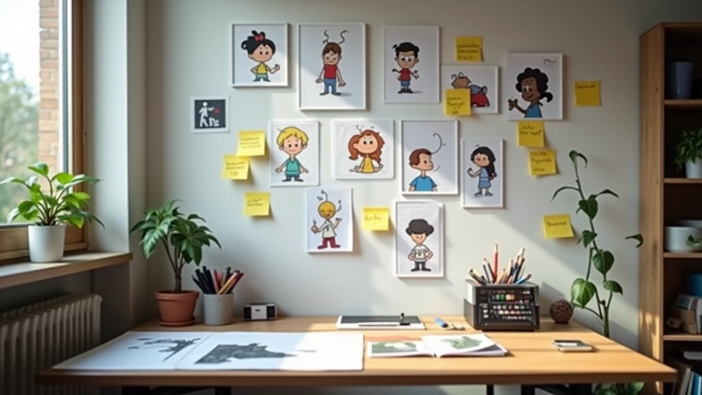 Character animation in meerdere poses met beweging paden en keyframes gemarkeerd