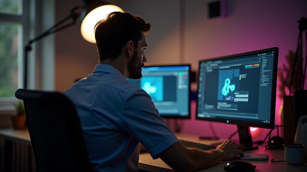 Animator werkt aan uitlegvideo met motion graphics in professionele studio omgeving