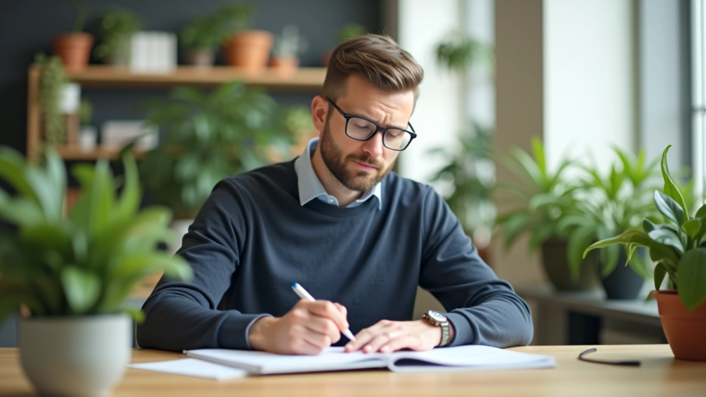 Scriptwriter maakt aantekeningen in notitieblok met animatie-concepts en visuele sketches